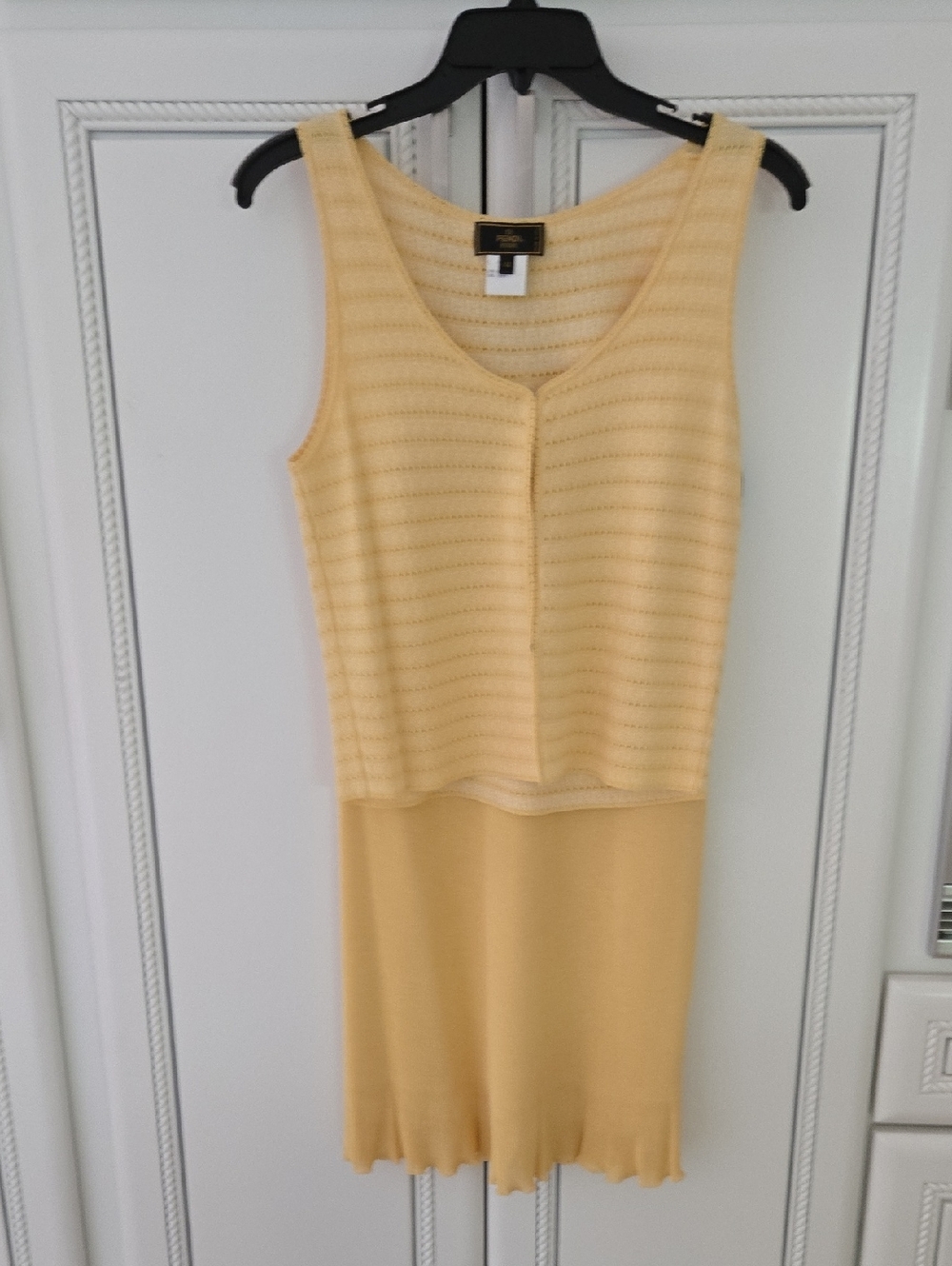 Fendi Yellow Sleeveless Knit Skirt Set